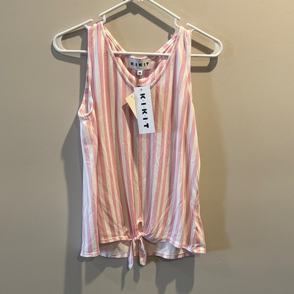 Kiki Riki Pink & White Striped Tie-Hem Tank Top
